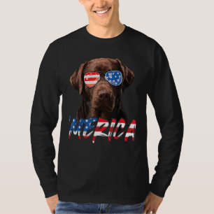 Schokolade Labrador American Flag Labrador Hund 4. T-Shirt