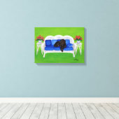 Schokolade Labrador auf dem Couchwerk Leinwanddruck (Insitu (Holzboden))