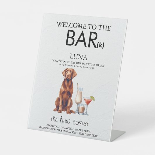 Schokolade Labrador Bar Sockelschild (Vorderseite)