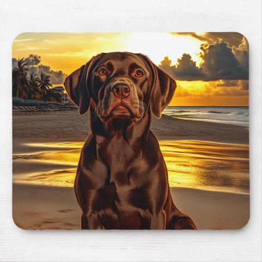 Schokolade Labrador bei Sunset Mousepad (Vorne)