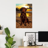 Schokolade Labrador bei Sunset Poster (Heimbüro)