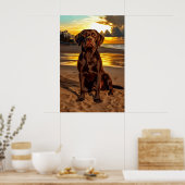 Schokolade Labrador bei Sunset Poster (Küche)