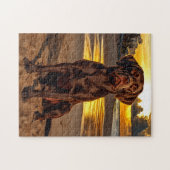 Schokolade Labrador bei Sunset Puzzle (Horizontal)