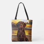 Schokolade Labrador bei Sunset Tasche (Rückseite)