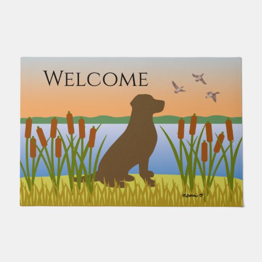 Schokolade Labrador Bird Dog Sunset Fußmatte (Vorderseite)