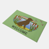 Schokolade Labrador Bird Dog Sunset Oval Fußmatte (Schrägansicht)