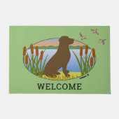 Schokolade Labrador Bird Dog Sunset Oval Fußmatte (Vorderseite)