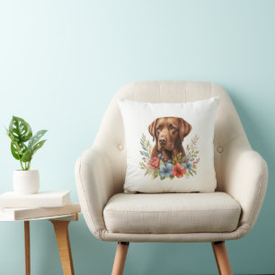 Schokolade Labrador Blumenwirbel Kissen