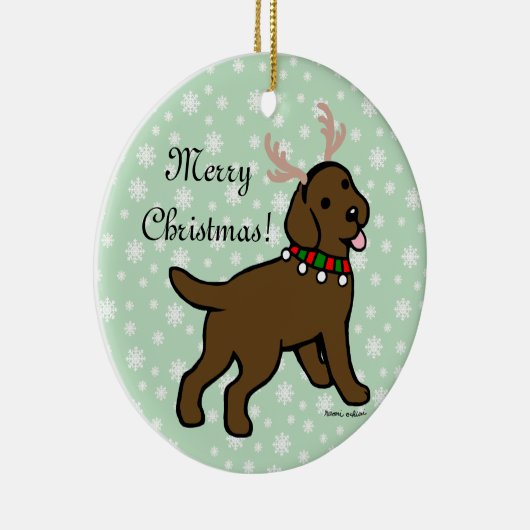 Schokolade Labrador Christmas Antlers Keramik Ornament (Rechts)