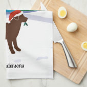 Schokolade Labrador Christmas Evergreen Weihnachts Geschirrtuch (Viertel Falte)