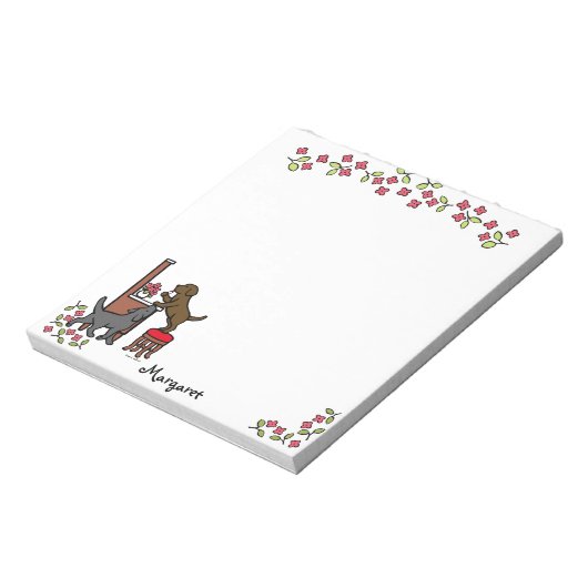 Schokolade-Labrador der Mama und Schwarzes Labor Notizblock (Rotiert)