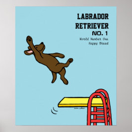 Schokolade Labrador Diving Cartoon Poster
