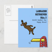 Schokolade Labrador Diving Cartoon Postkarte (Vorne/Hinten)