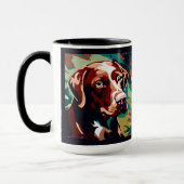 Schokolade Labrador Dog auf Camouflage Monogramm Tasse (Links)