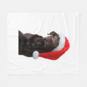 Schokolade Labrador Dog Portrait Weihnachtsmannmüt Fleecedecke (Vorderseite (Horizontal))
