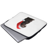 Schokolade Labrador Dog Portrait Weihnachtsmannmüt Laptopschutzhülle (Vorne Knopf)