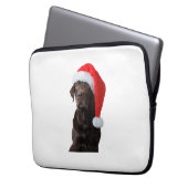 Schokolade Labrador Dog Portrait Weihnachtsmannmüt Laptopschutzhülle (Vorderseite Links)