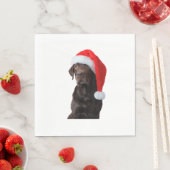 Schokolade Labrador Dog Portrait Weihnachtsmannmüt Serviette (Beispiel)
