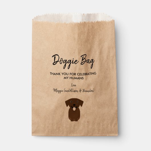 Schokolade Labrador Doggie Tasche für Hochzeit, Ge Geschenktütchen (Vorderseite)