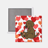 Schokolade Labrador Eiscreme mit Herz lecken Magnet (Vorderseite/Rückseite)