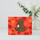 Schokolade Labrador Eiscreme mit Herz lecken Postkarte (Stehend Vorderseite)