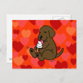 Schokolade Labrador Eiscreme mit Herz lecken Postkarte (Vorne/Hinten)