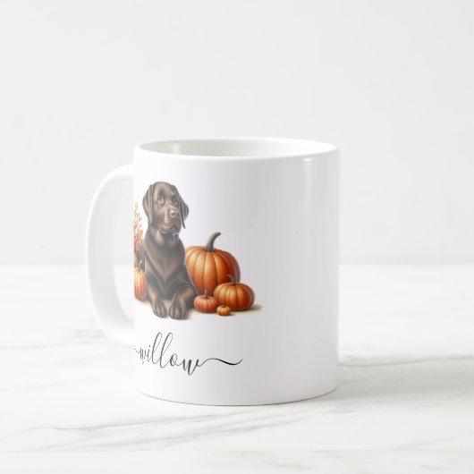 Schokolade Labrador Fall Tasse mit Personalisierte (Vorderseite Links)