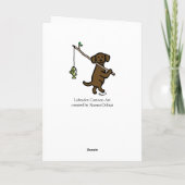 Schokolade Labrador Fishing Cartoon Karte (Rückseite)