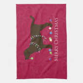 Schokolade Labrador Frohe Weihnachtsgestaltung Geschirrtuch (Vertikal)
