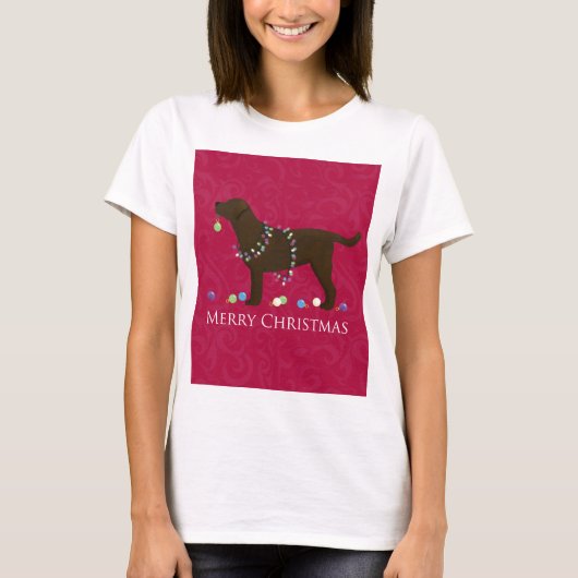Schokolade Labrador Frohe Weihnachtsgestaltung T-Shirt (Vorderseite)