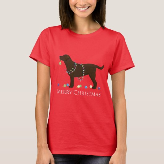 Schokolade Labrador Frohe Weihnachtsgestaltung T-Shirt (Vorderseite)