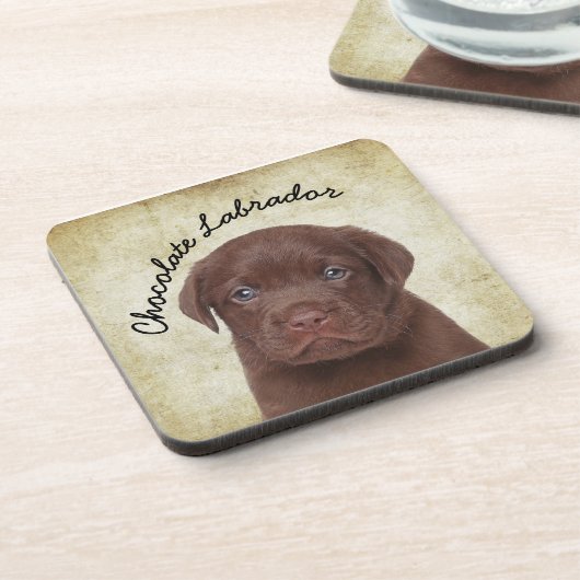 Schokolade Labrador Getränkeuntersetzer (Linke Seite)