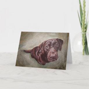 Schokolade Labrador Grußkarte. Bleib drinnen. Karte