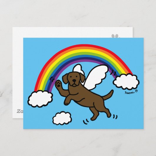 Schokolade Labrador Guardian Angel (Rainbow Bridge Postkarte (Vorne/Hinten)