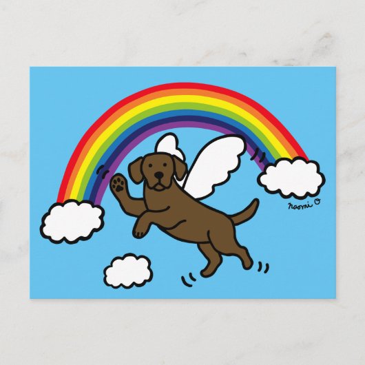 Schokolade Labrador Guardian Angel (Rainbow Bridge Postkarte (Vorderseite)