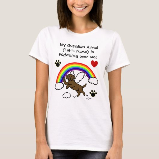 Schokolade Labrador Guardian Angel (Rainbow Bridge T-Shirt (Vorderseite)