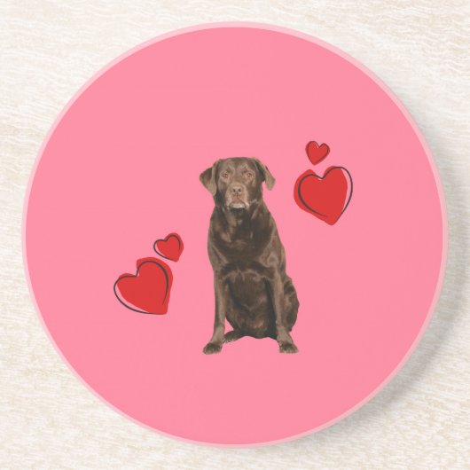 Schokolade Labrador Happy Valentinstag Getränkeuntersetzer (Vorne)