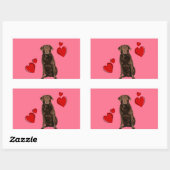 Schokolade Labrador Happy Valentinstag Rechteckiger Aufkleber (Blatt)