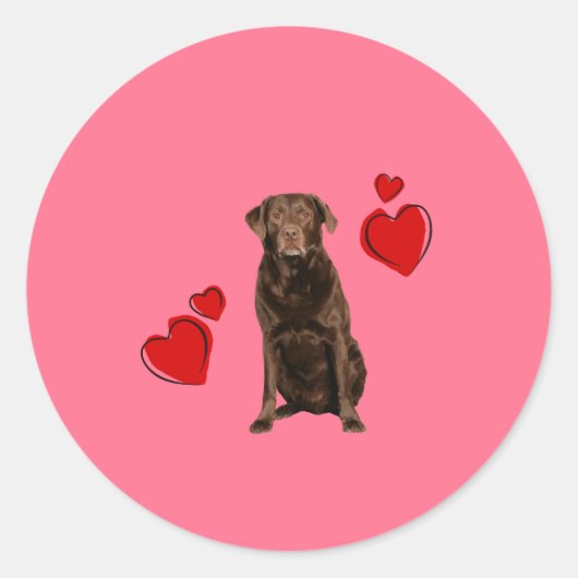 Schokolade Labrador Happy Valentinstag Runder Aufkleber (Vorderseite)
