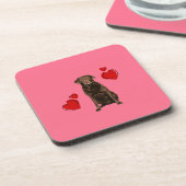 Schokolade Labrador Happy Valentinstag Untersetzer (Linke Seite)
