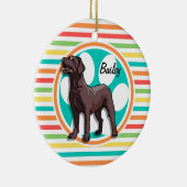 Schokolade Labrador; helle Regenbogenstreifen Keramik Ornament (Rechts)