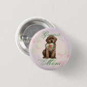 Schokolade Labrador Herz Mama Button (Vorne & Hinten)