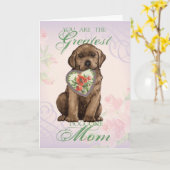 Schokolade Labrador Herz Mama Karte (Gelbe Blume)
