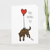 Schokolade Labrador Herzballon Valentine Feiertagskarte (Vorderseite)