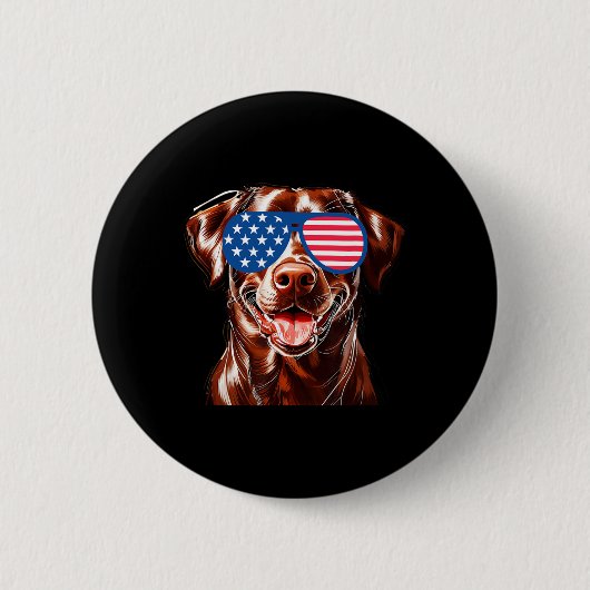 Schokolade Labrador Hund American Flag Patriotic 4 Button (Vorderseite)