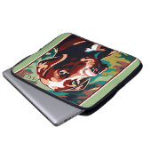 Schokolade Labrador Hund auf Camouflage Hintergrun Laptopschutzhülle (Vorne Knopf)