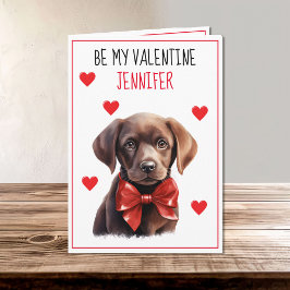 Schokolade Labrador Hund I Woof You Valentine Karte