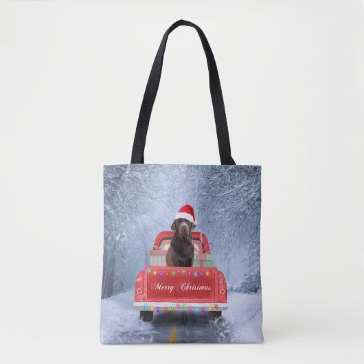 Schokolade Labrador Hund im Schnee Weihnachten Tasche (Vorderseite)