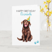 Schokolade Labrador Hund Personalisiert Happy Birt Karte (Gelbe Blume)
