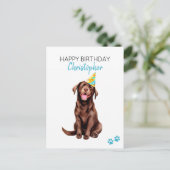 Schokolade Labrador Hund Personalisiert Happy Birt Postkarte (Stehend Vorderseite)